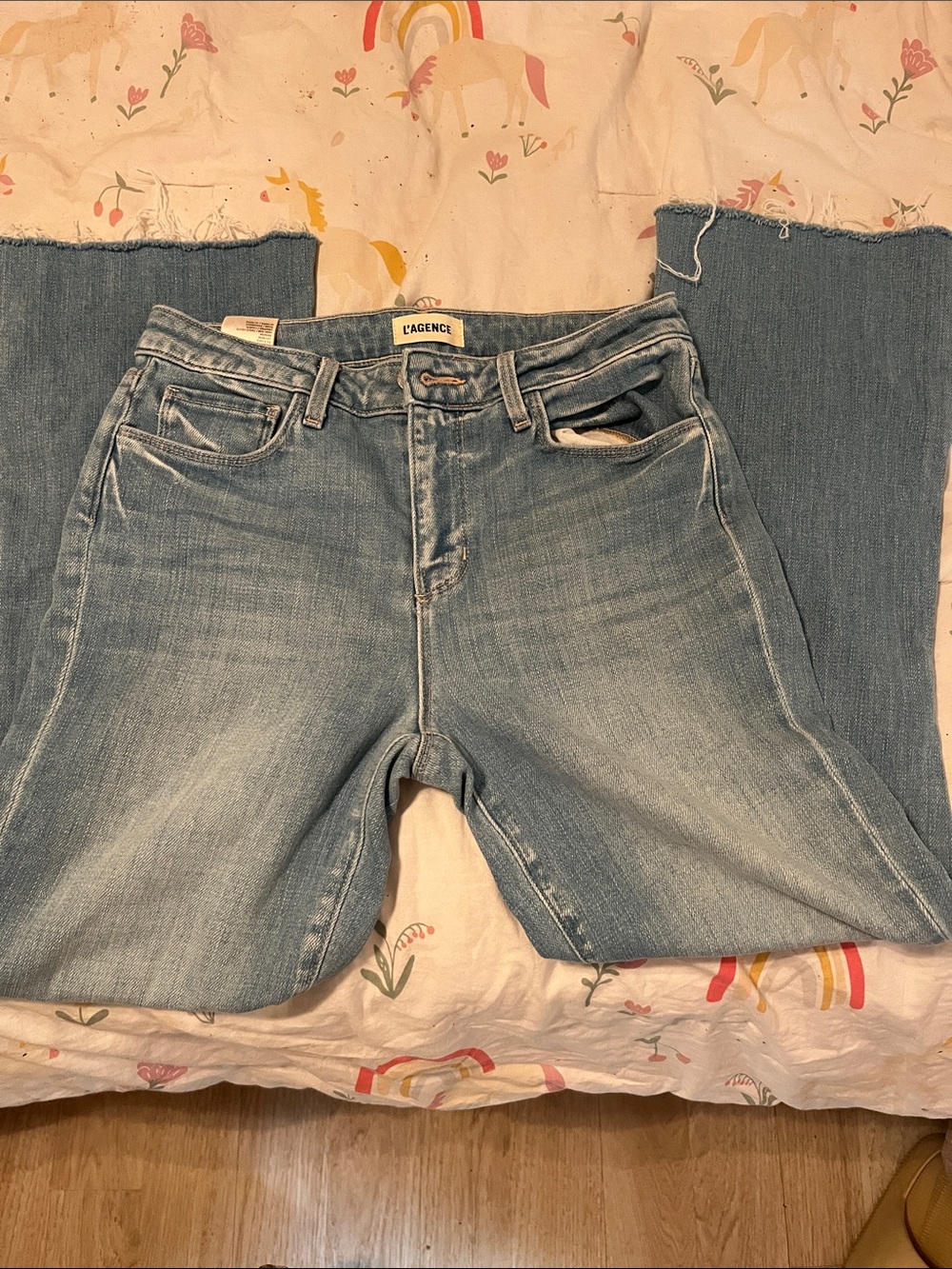 L'AGENCE Light Wash Straight Leg Jeans